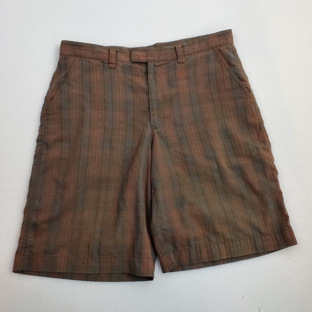 Patagonia Shorts Mens 32 Brown Striped Seersucker Organic Cotton Blend